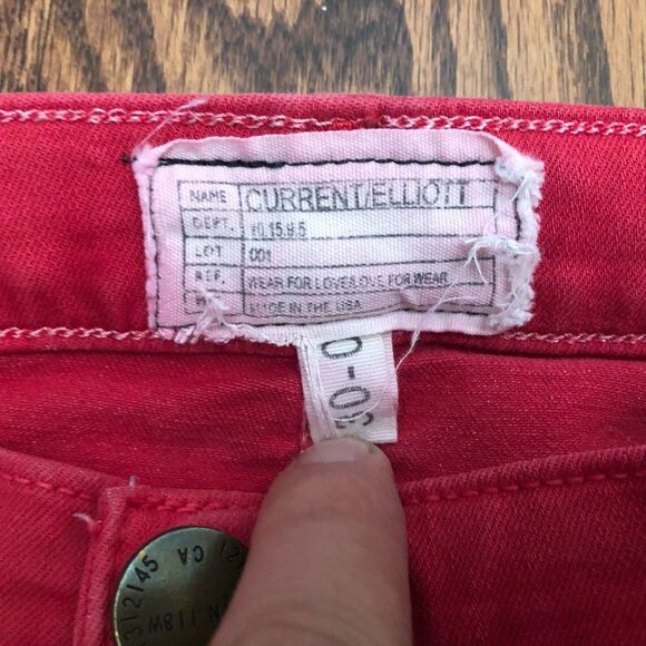Current/Elliott Stiletto Skinny Pants In Red Coral Mid-Rise Size 30 1280-0465 - Picture 2 of 7